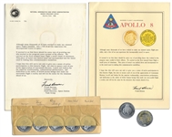 Jack Swigerts Own Collection of Six Apollo 8 Commemorative Coins Made of Flown Metal