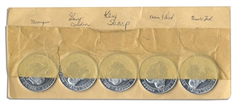 Jack Swigert's Own Collection of Six Apollo 8 Commemorative Coins Made of Flown Metal