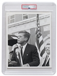 Original 10 x 8 Photo of John F. Kennedy Taken by Cecil W. Stoughton the Morning of the Assassination -- Encapsulated & Authenticated by PSA as Type I Photograph