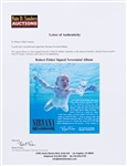 Nirvana's ''Nevermind'' LP Record Album, with a Signed Description by Art Director Robert Fisher Regarding the Famous Cover Artwork