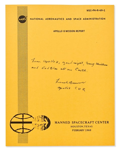 Frank Borman Signed Copy of the Apollo 8 Mission Report, With His Christmas Message