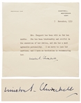 Winston Churchill Signed Letter of Recommendation -- With PSA/DNA COA