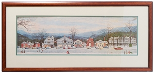 Norman Rockwell Signed Print of His Beloved Piece ''Stockbridge Main Street at Christmas''