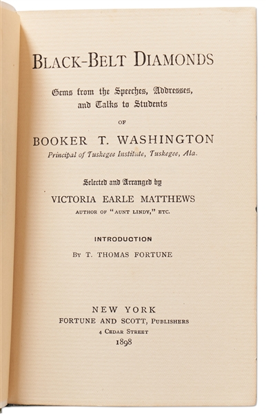 Booker T. Washington Signed First Edition of ''Black-Belt Diamonds'' -- Rare Title Signed by Washington -- With PSA/DNA COA