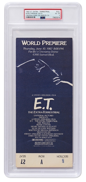 Original Movie Ticket to the World Premiere of ''E.T. the Extra-Terrestrial'' -- Encapsulated by PSA
