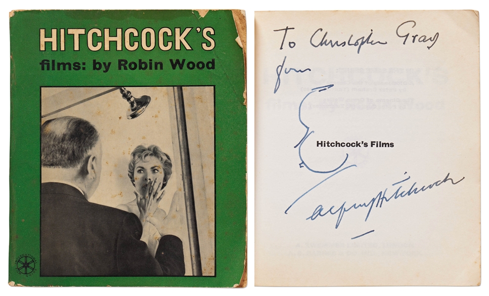 Alfred Hitchcock Signed Self Portrait Sketch Within the Book ''Hitchcock's Films''