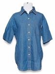 Selena Brand Denim Shirt, Circa mid-1990s -- Included in Selena Fashion Exhibit Ahora y Nunca Featured in Vogue Magazine