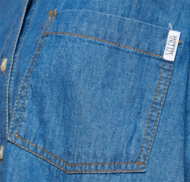 Selena Brand Denim Shirt, Circa mid-1990s -- Included in Selena Fashion Exhibit ''Ahora y Nunca'' Featured in ''Vogue'' Magazine