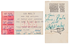 Bob Marley Signed Concert Ticket from 1978 -- With Roger Epperson COA