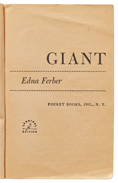 ''Giant'' Cast-Signed Book -- Signed Twice by James Dean & Also by Elizabeth Taylor, Rock Hudson, Director George Stevens & More