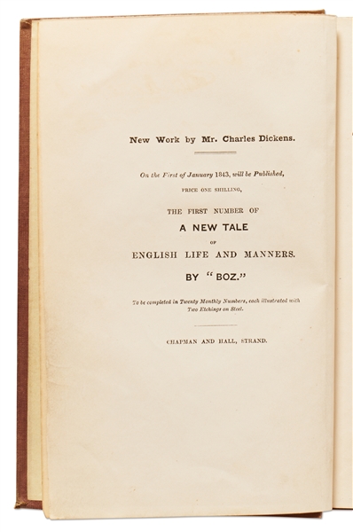 Charles Dickens Signed Presentation First Impression of American Notes -- Inscribed to His Friend, William H. Prescott, the Day After Publication -- From the David Niven Collection