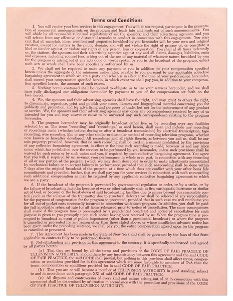 James Dean Signed Contract with CBS Television from 1952 -- Dean Also Handwrites His Social Security & Telephone Numbers