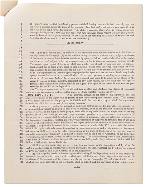 James Dean Signed Agency Contract from March 1953 with Jane Deacy -- Dean Also Initials First Page of Contract