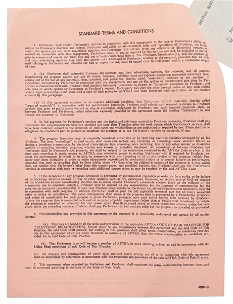 James Dean Signed Contract for G.E. Theatre in 1954 -- Dean Also Handwrites His Social Security and Telephone Numbers