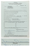 James Dean Signed Contract for a TV Role in 1955 -- Dean Also Handwrites His Social Security and Telephone Numbers