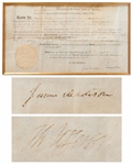 Thomas Jefferson Land Grant Signed as President -- Countersigned by James Madison as Secretary of State