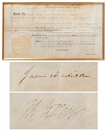 Thomas Jefferson Land Grant Signed as President -- Countersigned by James Madison as Secretary of State