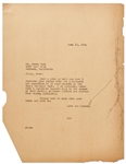 Jane Deacy Letter to James Dean from 1954 -- ...Please take it easy with your money and save it...