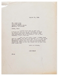 Jane Deacy Letter to James Dean from 1954 While Filming East of Eden -- Deacy Advises Dean of His Military Draft Status If He Gets Married