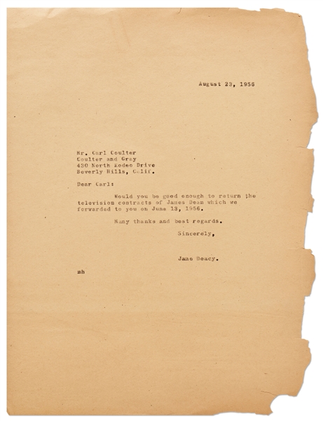 Jane Deacy Letter After James Dean's Death