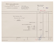 Payment Voucher for James Deans Appearance on the Hallmark Hall of Fame