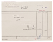 Payment Voucher for James Deans Appearance on the Hallmark Hall of Fame