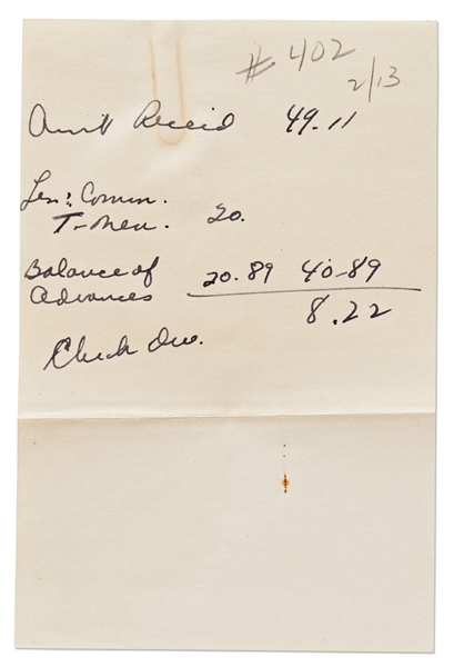 Payment Voucher for James Dean's Appearance on the Hallmark Hall of Fame