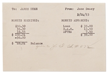Note from Jane Deacy to James Dean