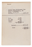 1953 Financial Statement from Jane Deacys Office Regarding James Dean