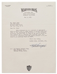 Warner Brothers Letter to James Dean -- ...the motion picture to be produced by us entitled EAST OF EDEN...
