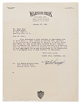 Letter from Warner Brothers to James Dean Regarding Filming His Second Movie