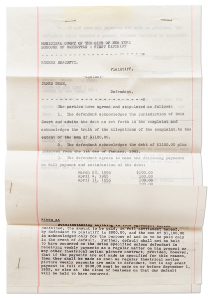 Lawsuit Settlement Agreement of Rogers Brackett vs. James Dean