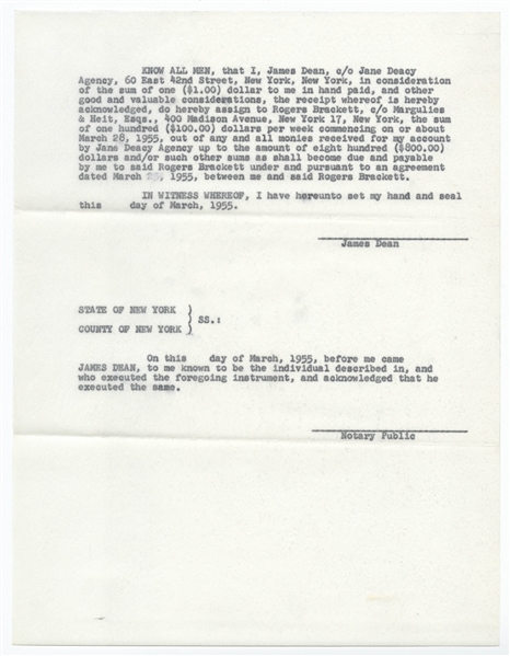 Agreements & Correspondence Regarding Rogers Brackett's Legal Suit Against James Dean