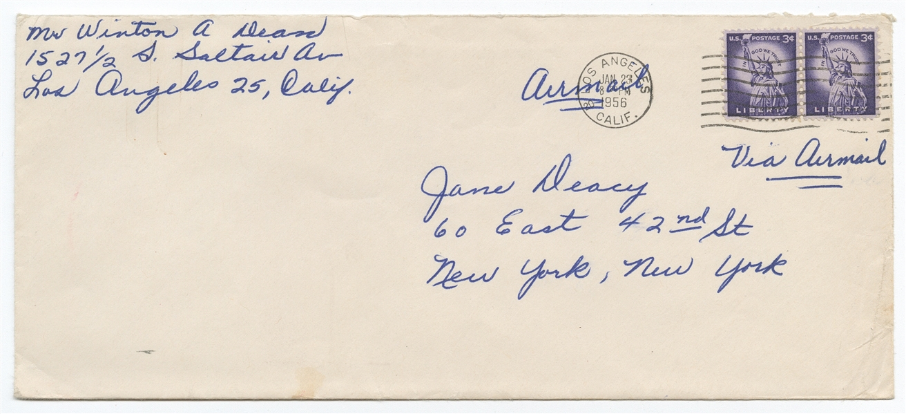 Letter from James Dean's Father After Dean's Death -- ''...all his property and such are tied up and will be for some tie in probate of his estate...''