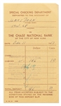 James Deans Chase Bank Deposit Receipt