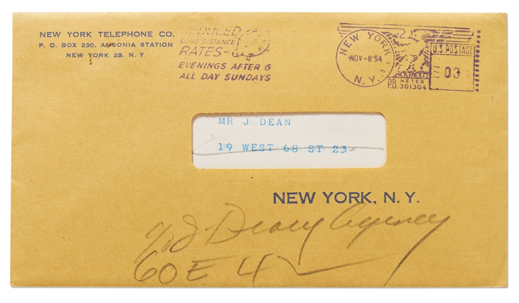 Bill to James Dean from New York Telephone