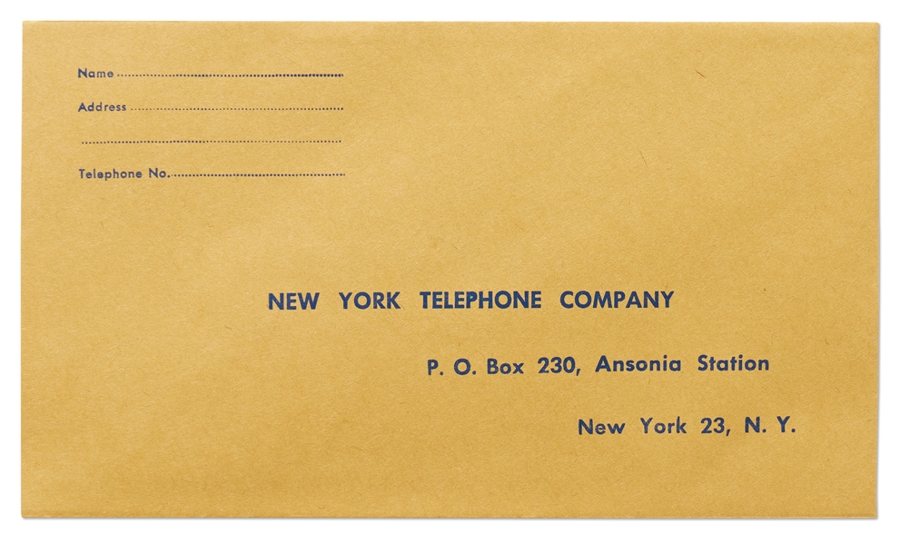 Bill to James Dean from New York Telephone