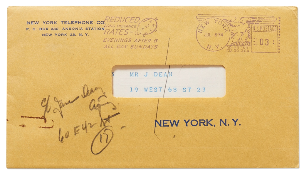 Bill to James Dean from New York Telephone