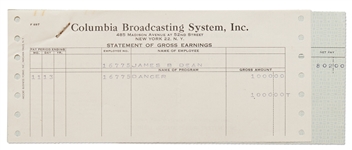 James Deans Paycheck Stub from CBS for Filming Danger in 1953