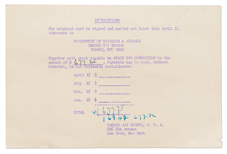 Tax Correspondence from Jane Deacy's Office