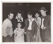 Silver Gelatin 8" x 10" Photo of James Dean from "East of Eden" with Marlon Brando Visiting the Set & Giving the Middle Finger