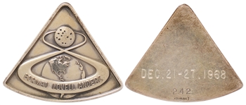 Apollo 8 Flown Robbins Medallion -- From the Personal Collection of Astronaut Story Musgrave and With His LOA