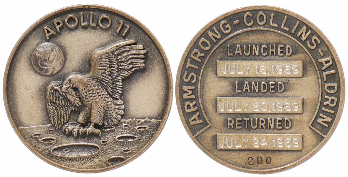Apollo 11 Flown Robbins Medallion -- Serial #200 From the Personal Collection of Astronaut Story Musgrave and With His LOA