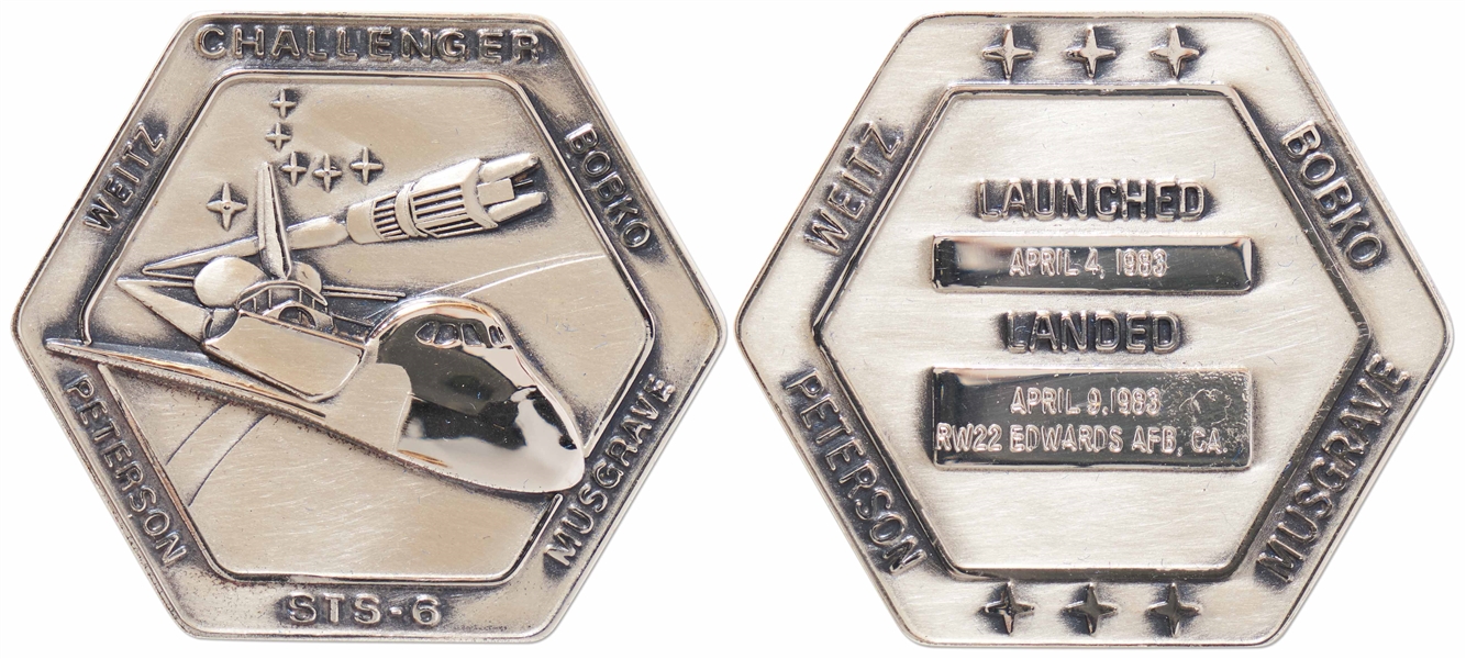 Flown Robbins Medallion from STS-6, the First Flight of Space Shuttle Challenger -- From the Personal Collection of STS-6 Astronaut Story Musgrave and With His LOA
