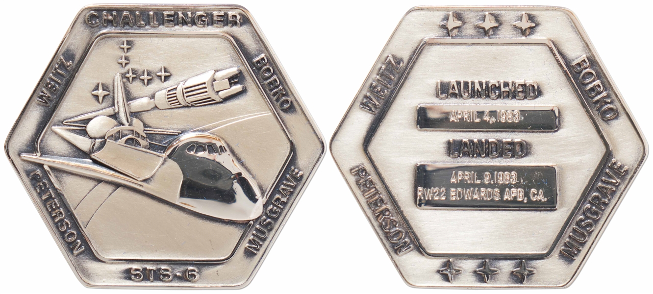 Flown Robbins Medallion from STS-6, the First Flight of Space Shuttle Challenger -- From the Personal Collection of STS-6 Astronaut Story Musgrave and With His LOA