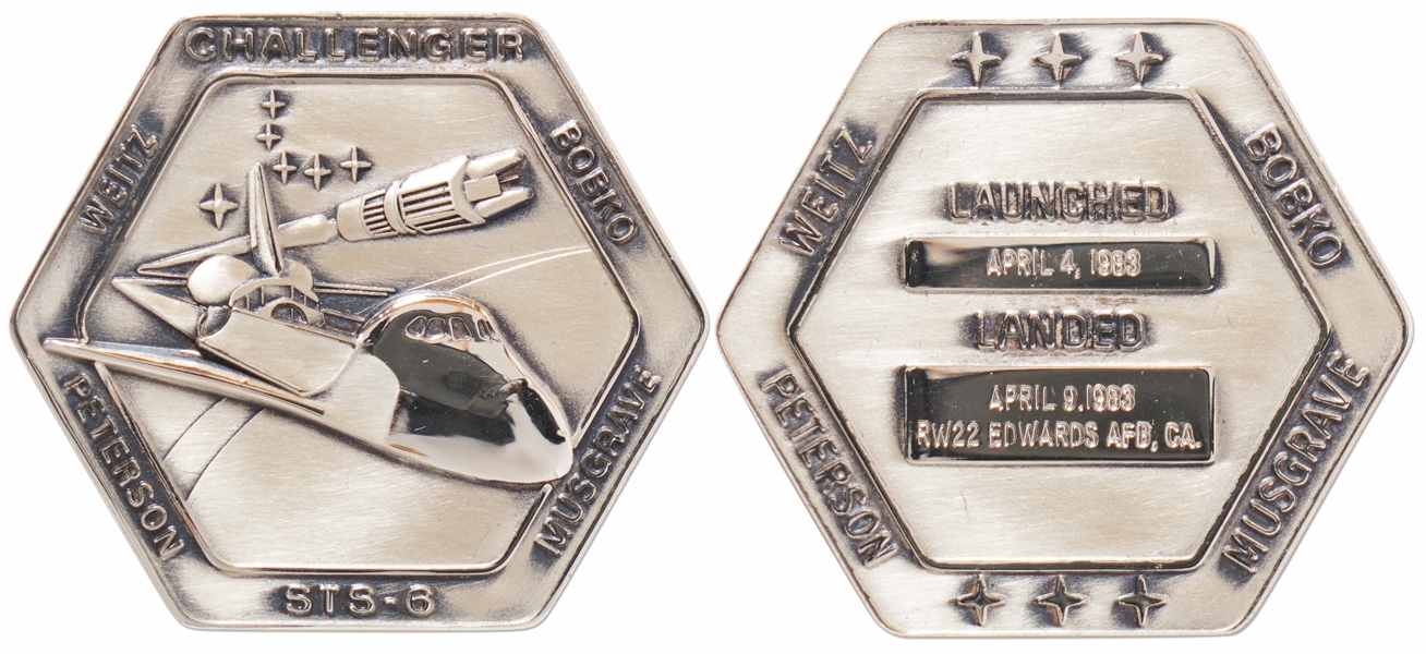 Flown Robbins Medallion from STS-6, the First Flight of Space Shuttle Challenger -- From the Personal Collection of STS-6 Astronaut Story Musgrave and With His LOA