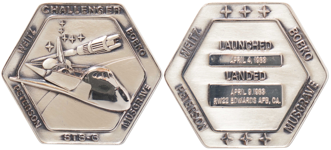 Flown Robbins Medallion from STS-6, the First Flight of Space Shuttle Challenger -- From the Personal Collection of STS-6 Astronaut Story Musgrave and With His LOA