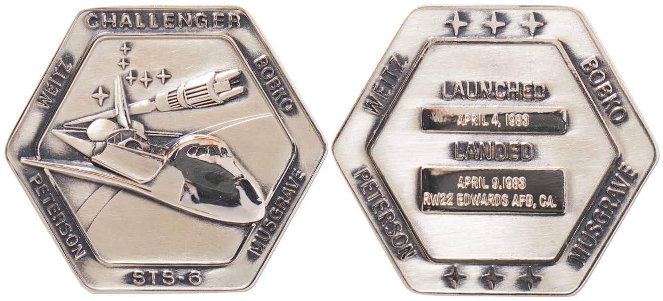 Flown Robbins Medallion from STS-6, the First Flight of Space Shuttle Challenger -- From the Personal Collection of STS-6 Astronaut Story Musgrave and With His LOA