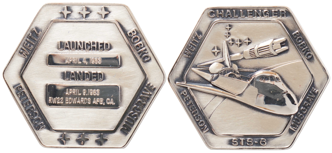 Flown Robbins Medallion from STS-6, the First Flight of Space Shuttle Challenger -- From the Personal Collection of STS-6 Astronaut Story Musgrave and With His LOA