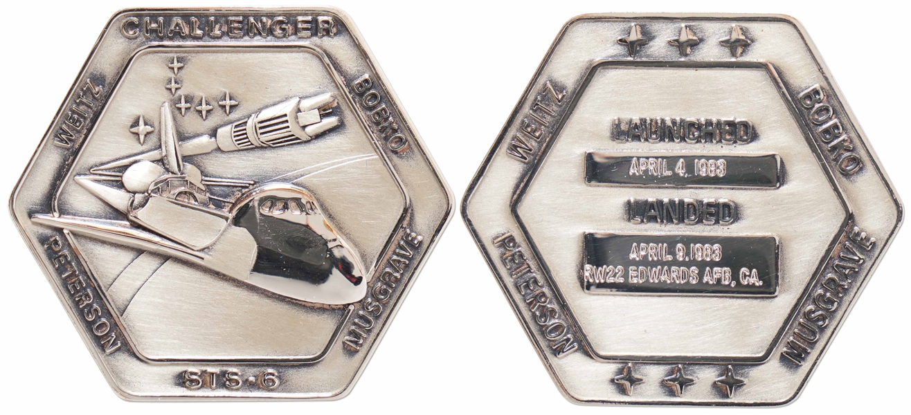 Flown Robbins Medallion from STS-6, the First Flight of Space Shuttle Challenger -- From the Personal Collection of STS-6 Astronaut Story Musgrave and With His LOA